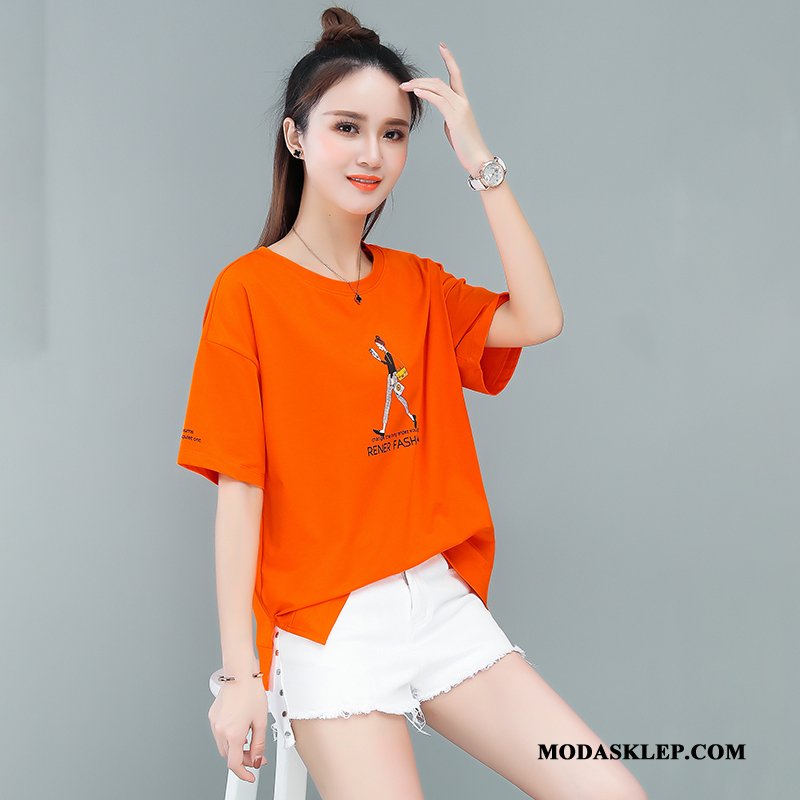 Damskie Koszulki Kupię Tendencja Nowy Wysoki Szerokie Student Oranż