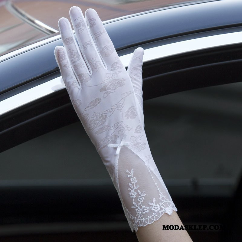 Damskie Rękawiczki Dyskont Ochrona Przed Słońcem Długa Sekcja Outdoor Cienkie Jazdy Fioletowy Biały