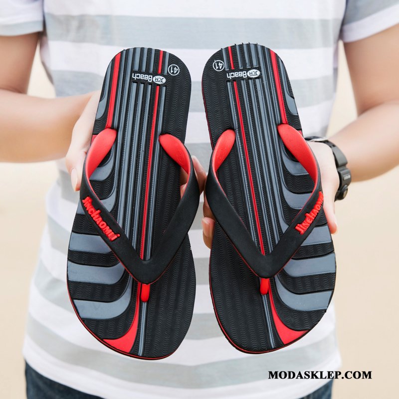 Męskie Japonki Sklep Sandały Moda Z Gumy Antypoślizgowe Miękka Podeszwa Czerwony
