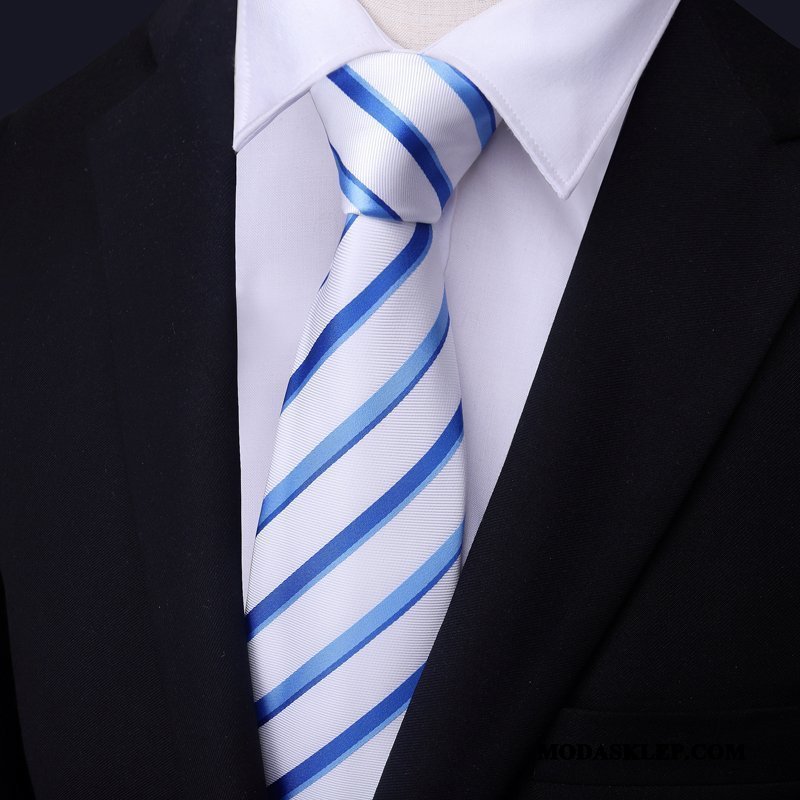 Męskie Krawat Sklep Męska W Paski Pan Młody Ślubna Z Pracy Niebieski Szary