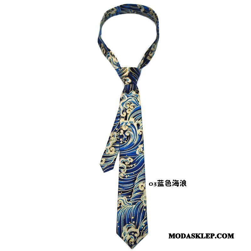 Męskie Krawat Sprzedam Vintage Trendy Kwiaty Każdego Dnia Damska Granatowy Złoty