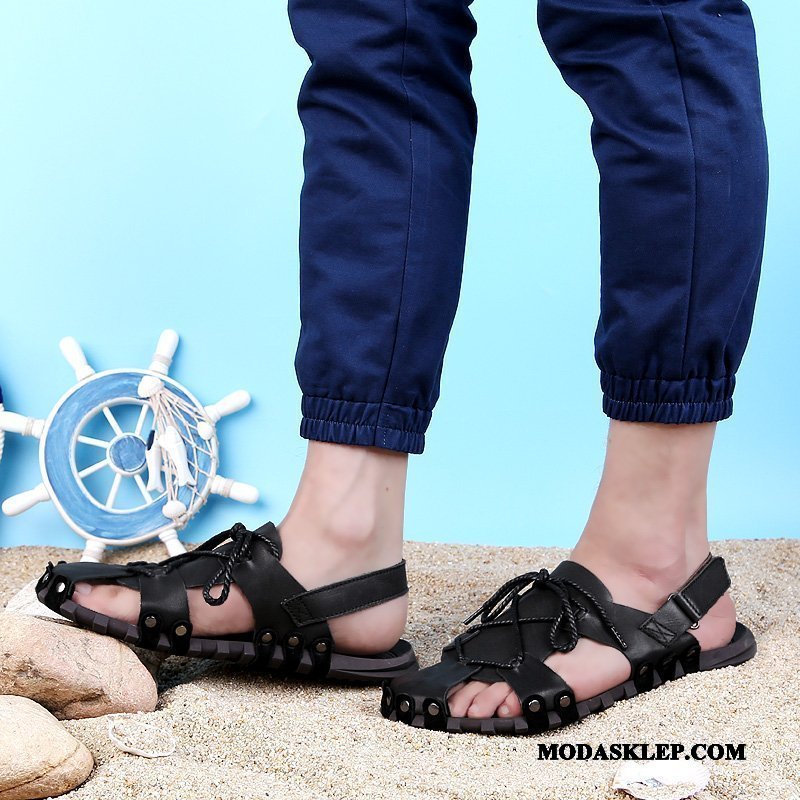 Męskie Sandały Sprzedam Antypoślizgowe Duży Plażowe Duży Rozmiar Oddychające Czarny