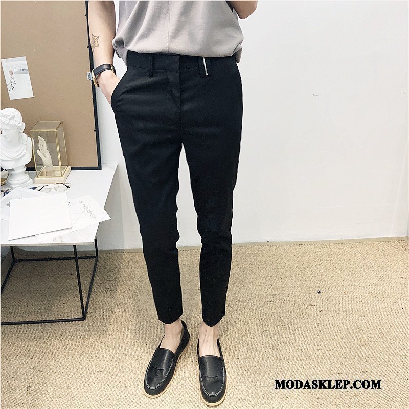 Męskie Spodnie Dyskont Mały Proste Ołówkowe Spodnie Tendencja Moda Szary Czarny