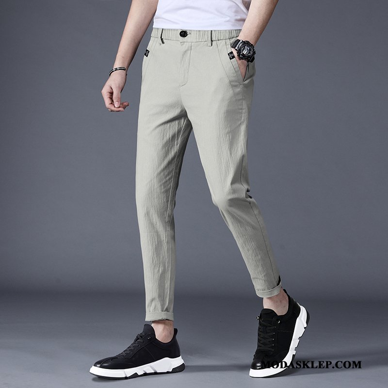 Męskie Spodnie Online Mały Nowy Bawełniane Tendencja Slim Fit Jasny Zielony