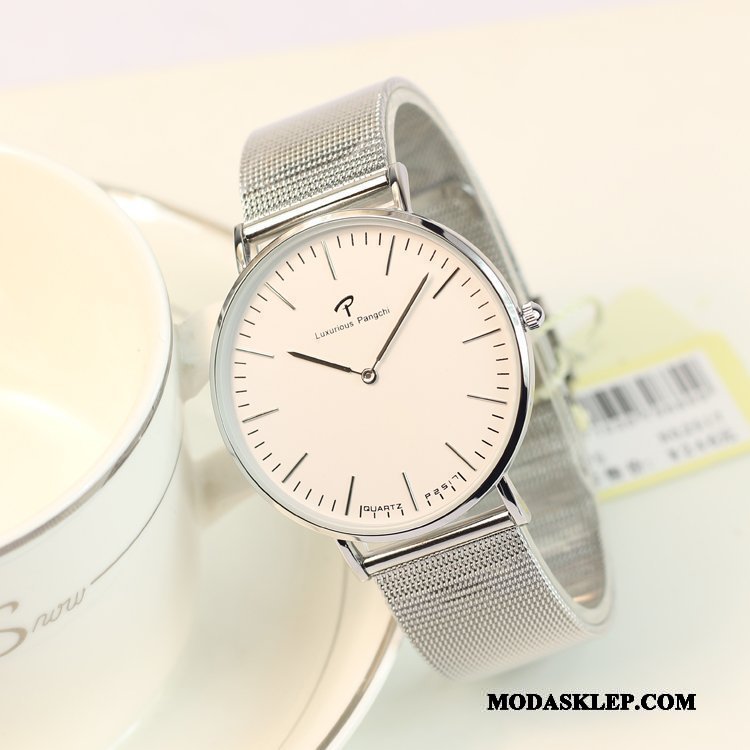 Męskie Zegarek Na Rękę Na Sprzedaż Trendy Damska Moda Zakochani Zegarek Kwarcowy Srebrny Biały
