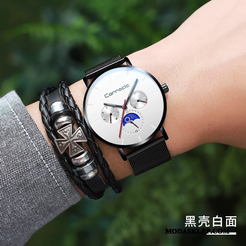 Męskie Zegarek Na Rękę Sprzedam Zegarek Kwarcowy Prosty Wodoodporny Moda Automatycznie Biały