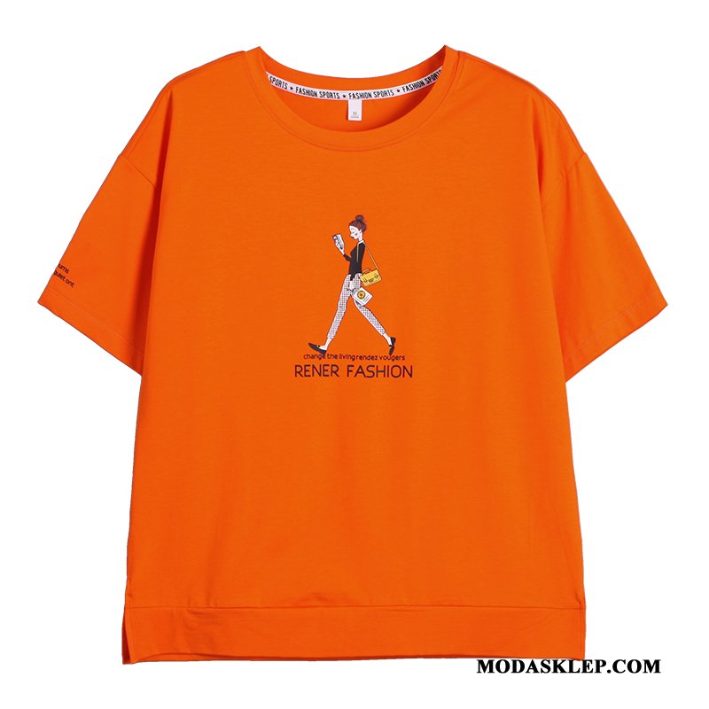 Damskie Koszulki Kupię Tendencja Nowy Wysoki Szerokie Student Oranż