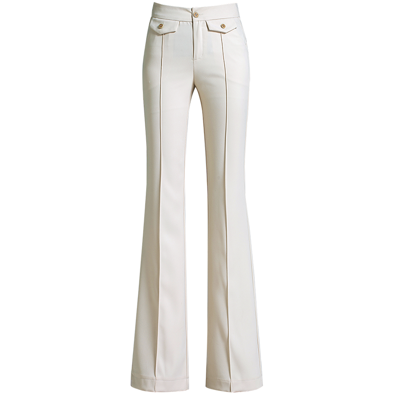 Damskie Spodnie Na Sprzedaż Duży Rozmiar Wysoki Stan Nowy 2019 Proste Beżowy Biały