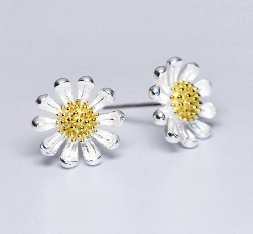 Damskie Srebrna Biżuteria Online Mały Świeży Kwiaty Moda Akcesoria Srebrny