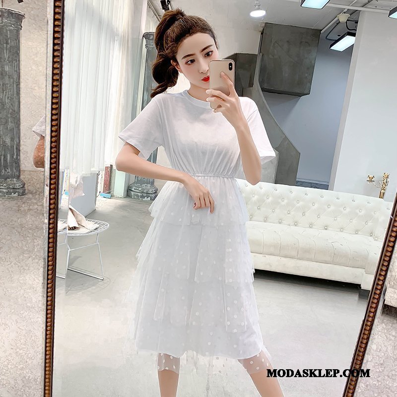 Damskie Sukienka Online 2019 Ciasno W Talii Damska Świeży Lato Biały