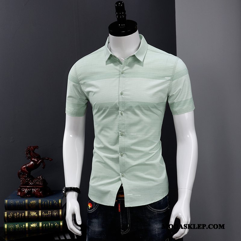 Męskie Koszula Kup Koszula Z Krótkim Rękawem Lato Moda Casual Modna Marka Zielony