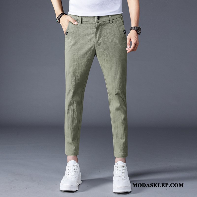 Męskie Spodnie Online Mały Nowy Bawełniane Tendencja Slim Fit Jasny Zielony