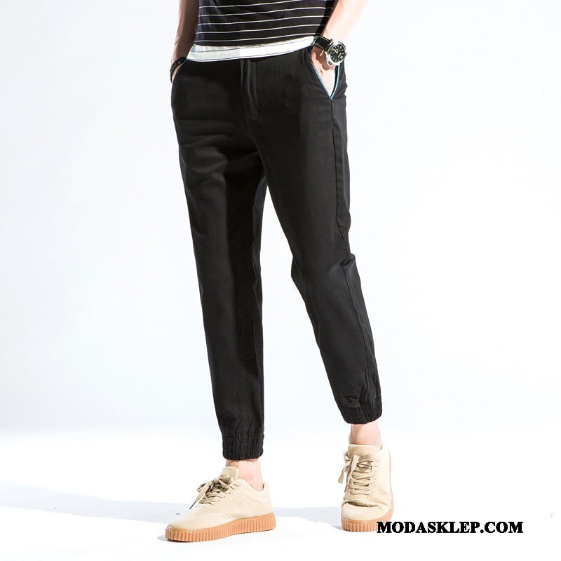 Męskie Spodnie Online Slim Fit Elastyczne Ołówkowe Spodnie Jesień Casualowe Spodnie Czarny