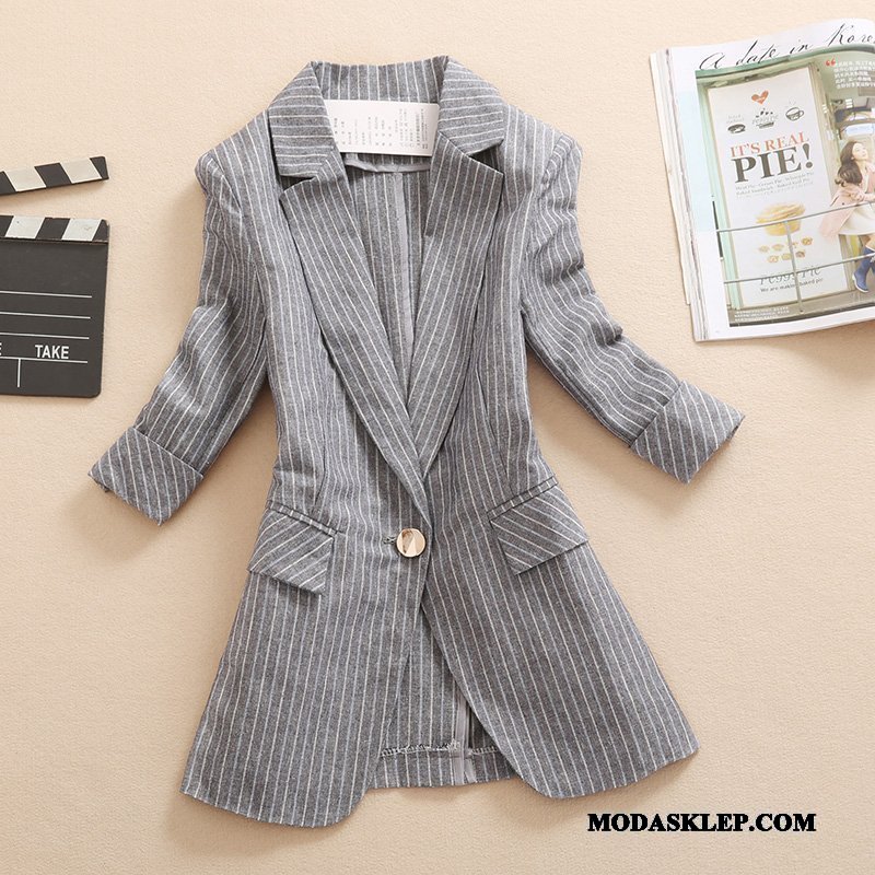 Damskie Blazer Dyskont Blezer Damska Lato Wiosna Topy Szary