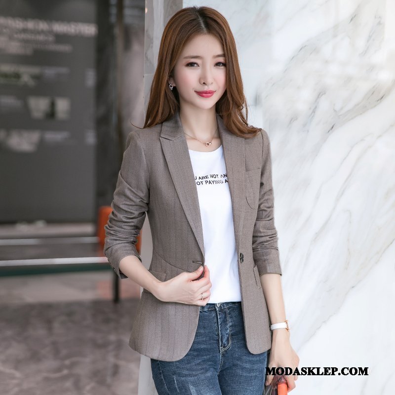 Damskie Blazer Kupię 2019 Brytyjskie Nowy Casual Tendencja Brązowy Ciemno