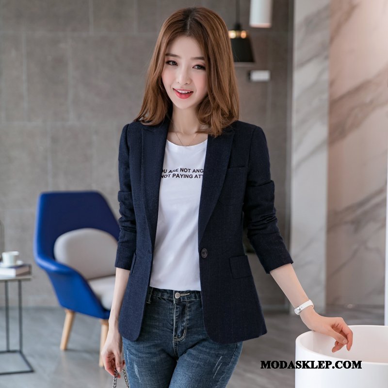 Damskie Blazer Kupię 2019 Brytyjskie Nowy Casual Tendencja Brązowy Ciemno