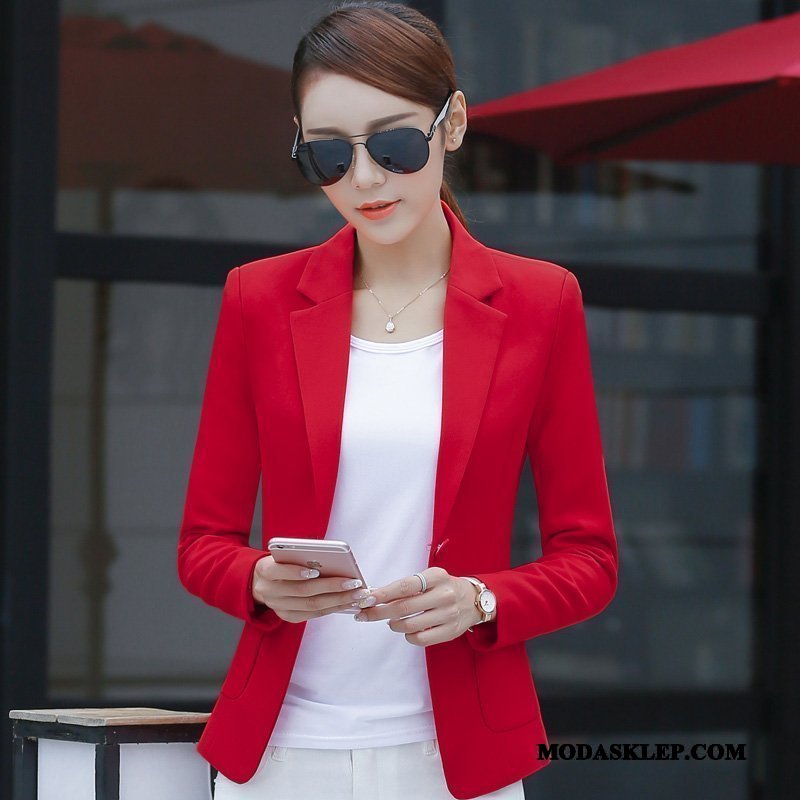 Damskie Blazer Oferta Kieszenie 2019 Blezer Topy Casual Niebieski
