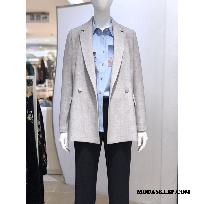 Damskie Blazer Online Wiosna Krata 2019 Cienkie Nowy Czarny