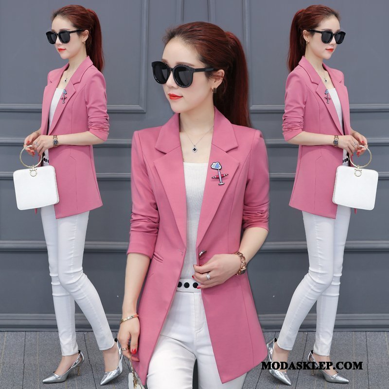 Damskie Blazer Sklep Damska Slim Fit Nowy Moda Długie Proszek