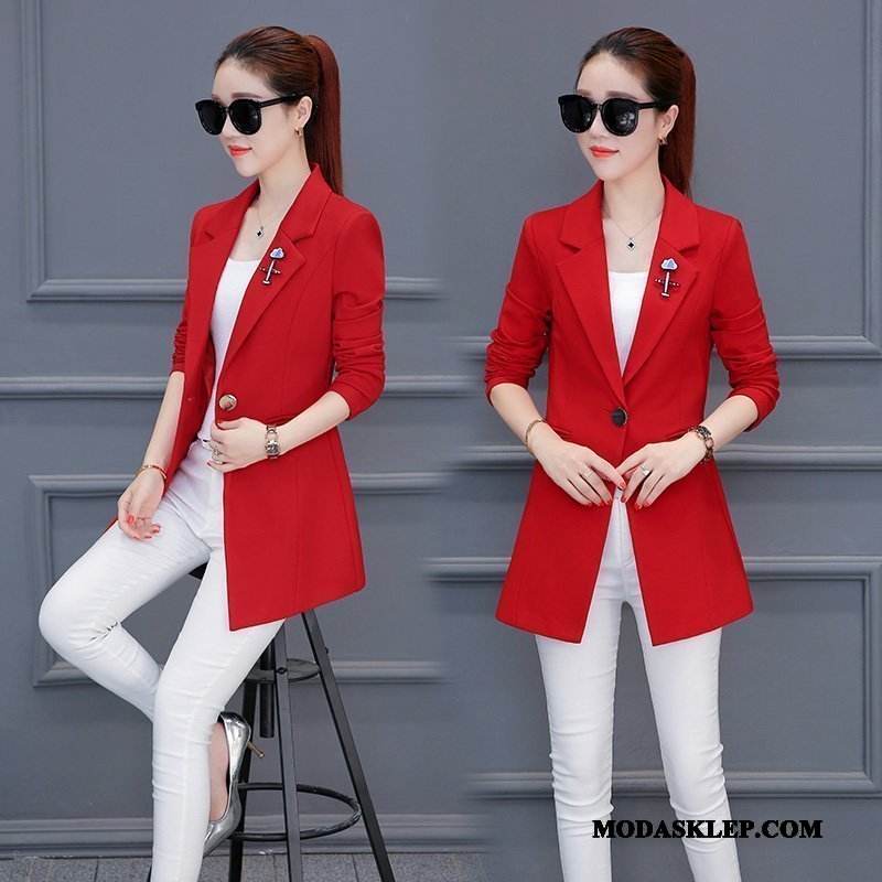 Damskie Blazer Sklep Damska Slim Fit Nowy Moda Długie Proszek