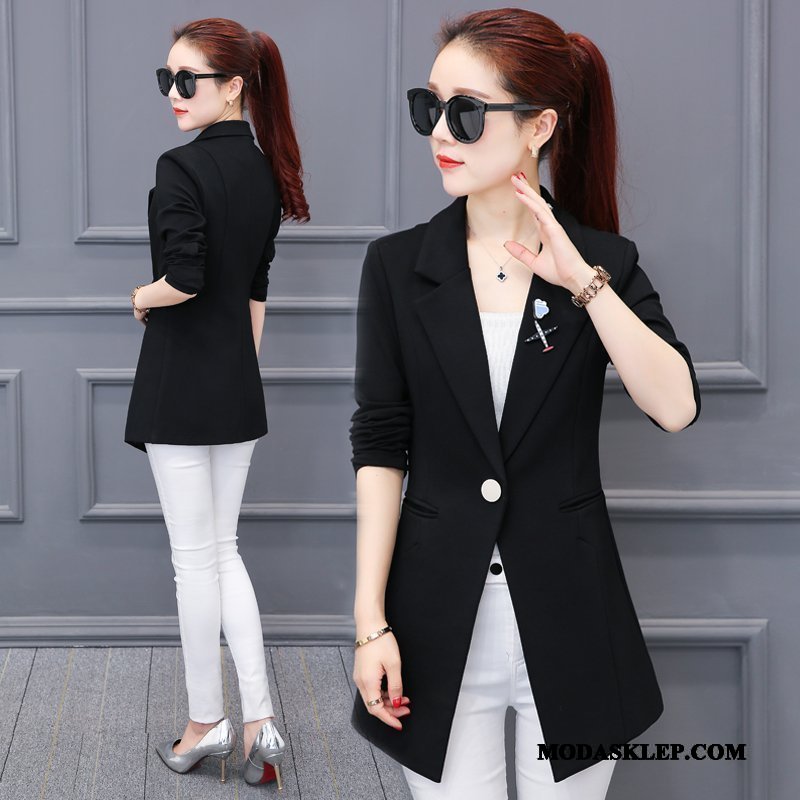 Damskie Blazer Sklep Damska Slim Fit Nowy Moda Długie Proszek