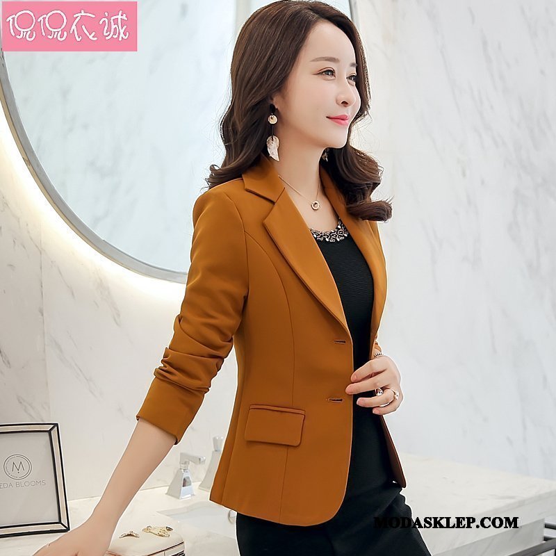 Damskie Blazer Tanie Nowy 2019 Topy Garnitur Casual Czarny