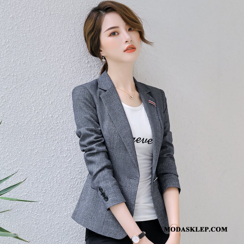 Damskie Blezer Kup Krata Damska Nowy Slim Fit Brytyjskie Róża