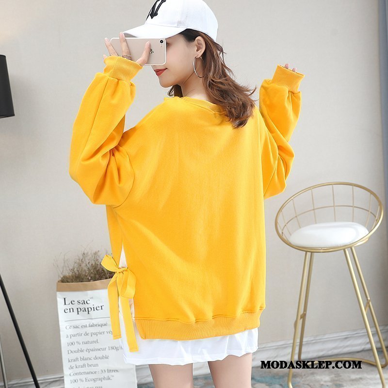Damskie Bluza Z Kapturem Dyskont Bluzy Z Kapturem Pullover Wiosna Damska Nowy Żółty