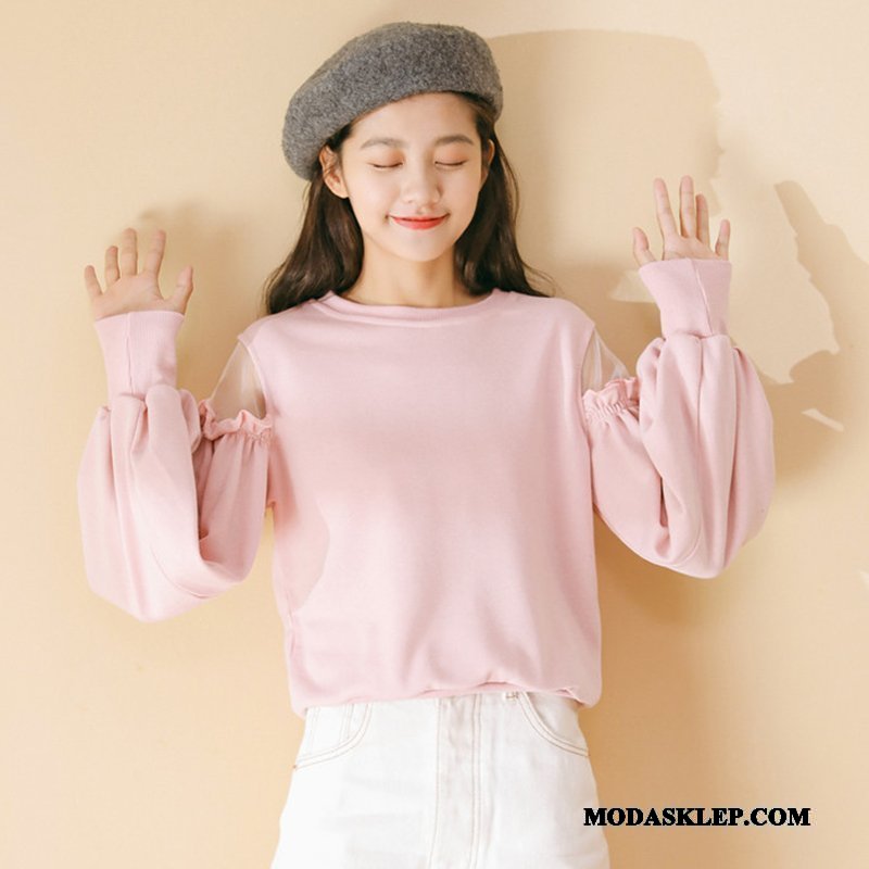 Damskie Bluza Z Kapturem Dyskont Gazy Szerokie Szycie Moda Student Czarny