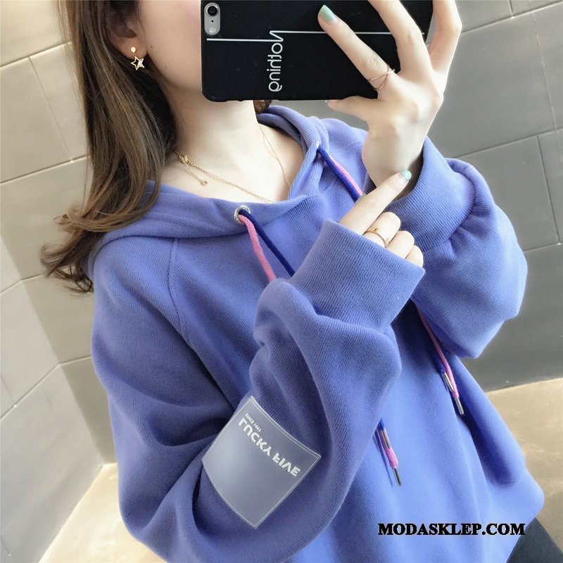 Damskie Bluza Z Kapturem Kup Bluzy Z Kapturem Wiosna Damska Pullover Student Fioletowy Proszek