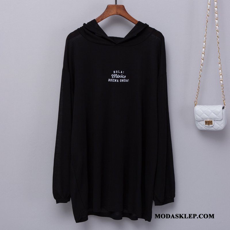 Damskie Bluza Z Kapturem Kupię Szerokie T-shirt Kardigan Z Dzianiny Długi Rękaw Lodowy Jedwab Fioletowy