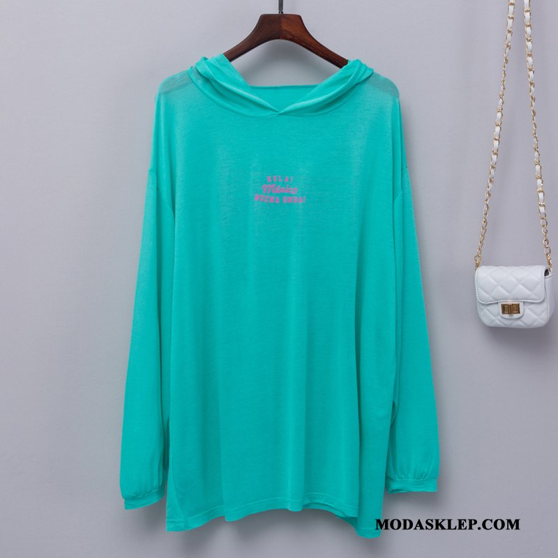 Damskie Bluza Z Kapturem Kupię Szerokie T-shirt Kardigan Z Dzianiny Długi Rękaw Lodowy Jedwab Fioletowy