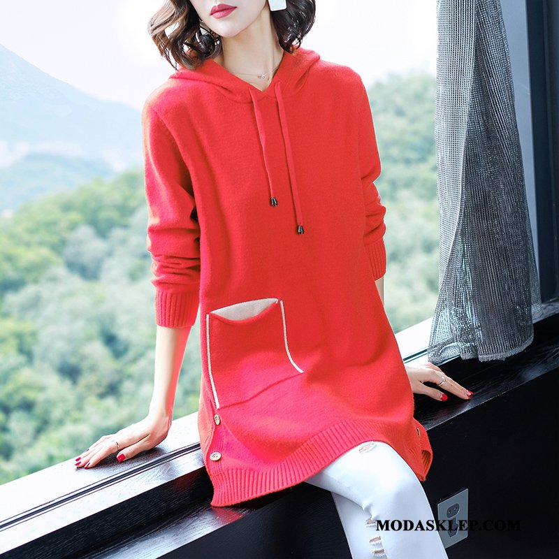 Damskie Bluza Z Kapturem Oferta Casual Szerokie Damska Moda Kardigan Z Dzianiny
