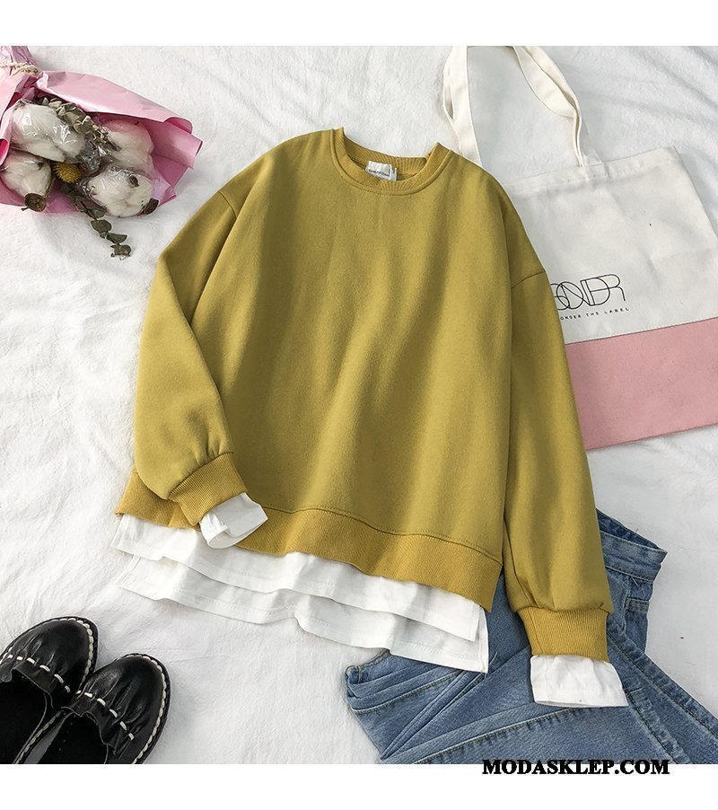 Damskie Bluza Z Kapturem Online Pullover Nowy Szerokie 2019 Szycie Czysta Fioletowy Biały