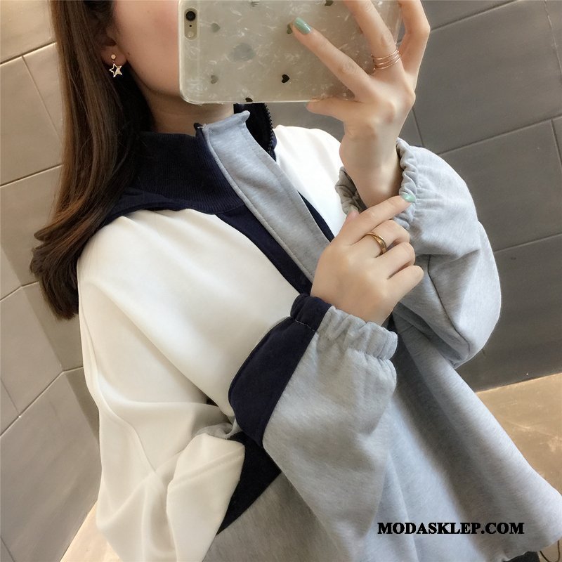 Damskie Bluza Z Kapturem Sprzedam Damska 2019 Wysoki Kołnierz Wiosna Bluzy Z Kapturem Mieszane Kolory Czarny Czerwony