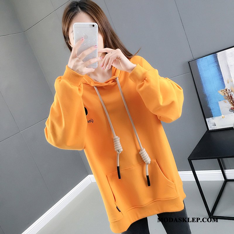 Damskie Bluza Z Kapturem Sprzedam Topy Szerokie Tendencja Długie Bluzy Z Kapturem Proszek Czerwony