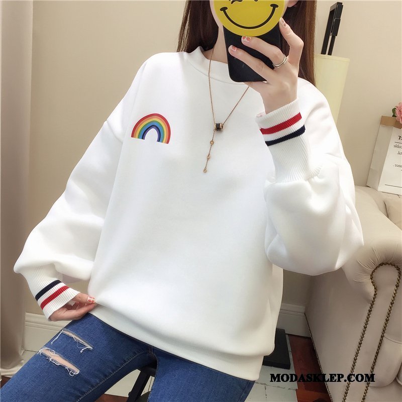 Damskie Bluza Z Kapturem Tanie Bluzy Z Kapturem Płaszcz Student Plus Kaszmir Pullover Biały