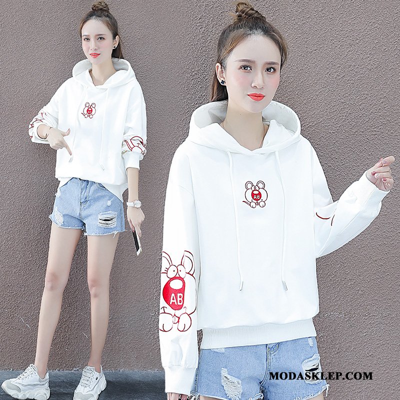 Damskie Bluza Z Kapturem Tanie Nowy Pullover Bawełna Jesień Wiosna Niebieski