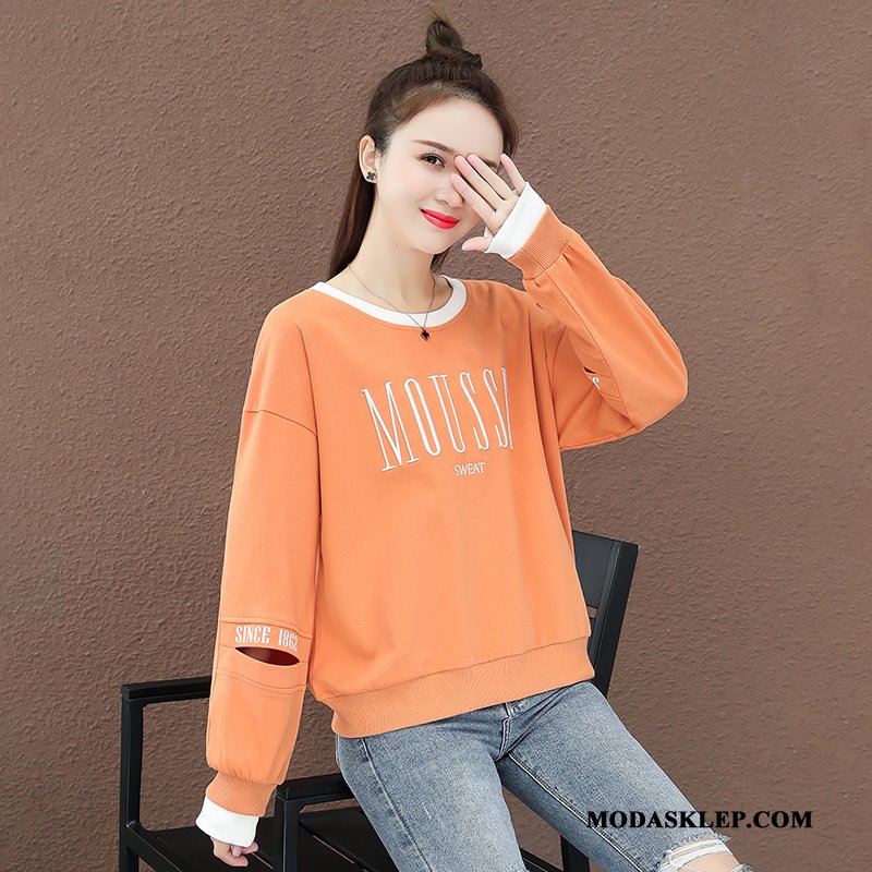 Damskie Bluza Z Kapturem Tanie Topy Szerokie Tendencja Jesień Pullover Fioletowy Czerwony