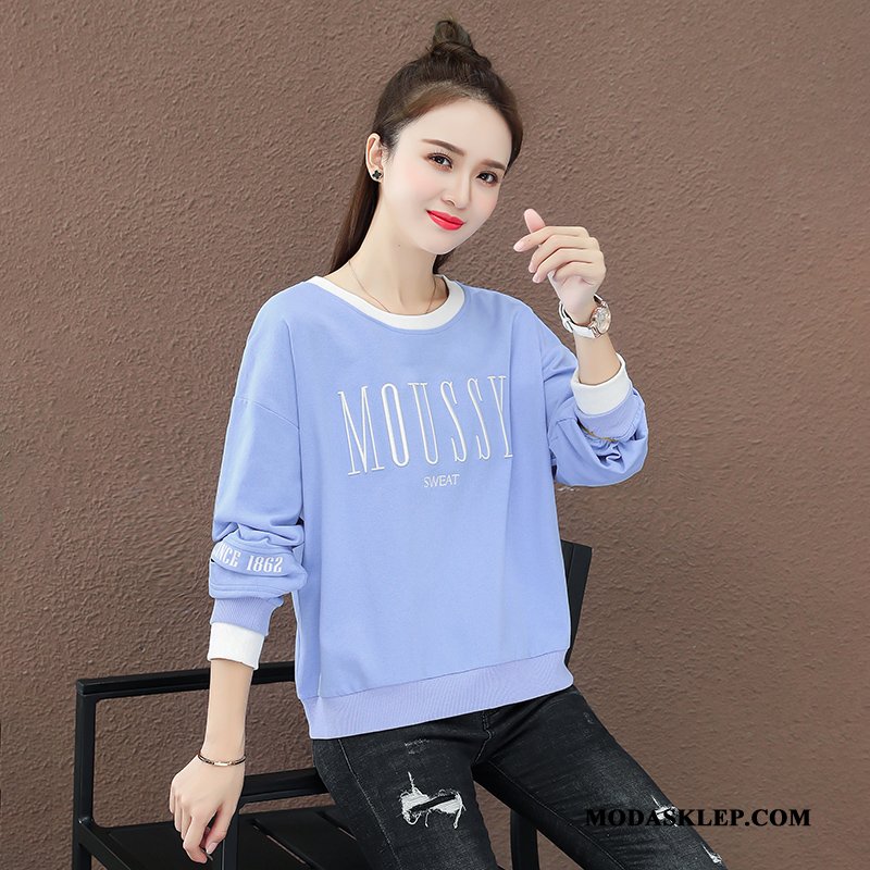Damskie Bluza Z Kapturem Tanie Topy Szerokie Tendencja Jesień Pullover Fioletowy Czerwony