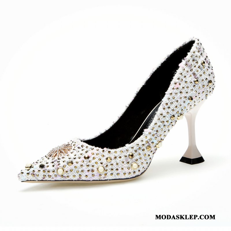 Damskie Buty Na Obcasie Kup Pojedyncze Buty 2019 Lato Damska Rhinestone Mieszane Kolory Niebieski