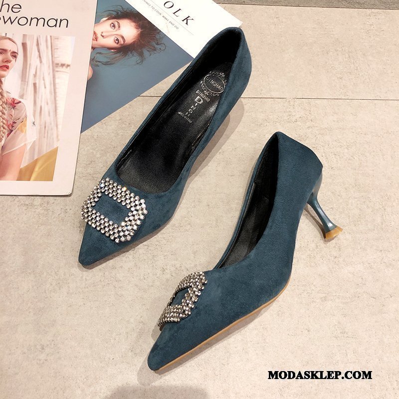 Damskie Buty Na Obcasie Kup Pojedyncze Buty Buty Ślubne Zamszowe Damska 2019 Niebieski