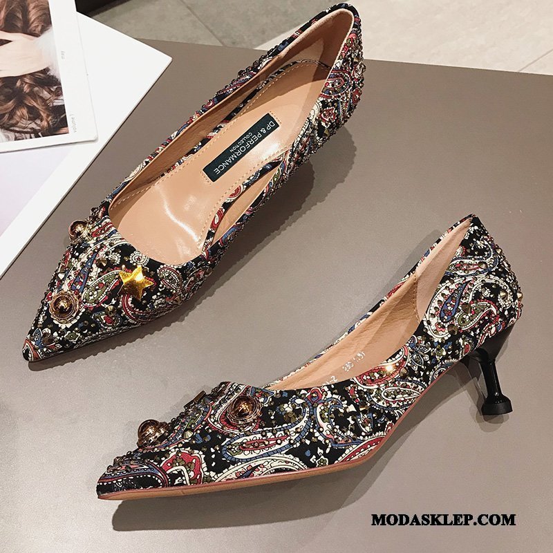 Damskie Buty Na Obcasie Oferta Wiosna Cienkim Obcasie Pojedyncze Buty Wszystko Pasuje 2019 Czerwony