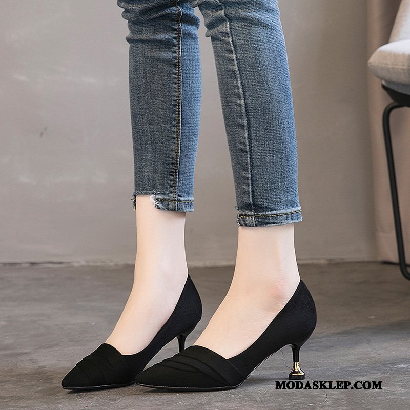 Damskie Buty Na Obcasie Online Damska 2019 Wysokie Obcasy Szpiczaste Cienkim Obcasie Czarny