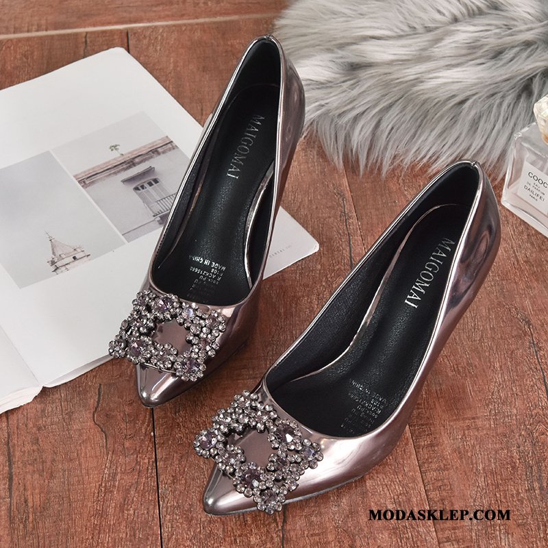 Damskie Buty Na Obcasie Sprzedam Buty Ślubne Szpiczaste Damska Pojedyncze Buty 2019 Srebrny Czerwony