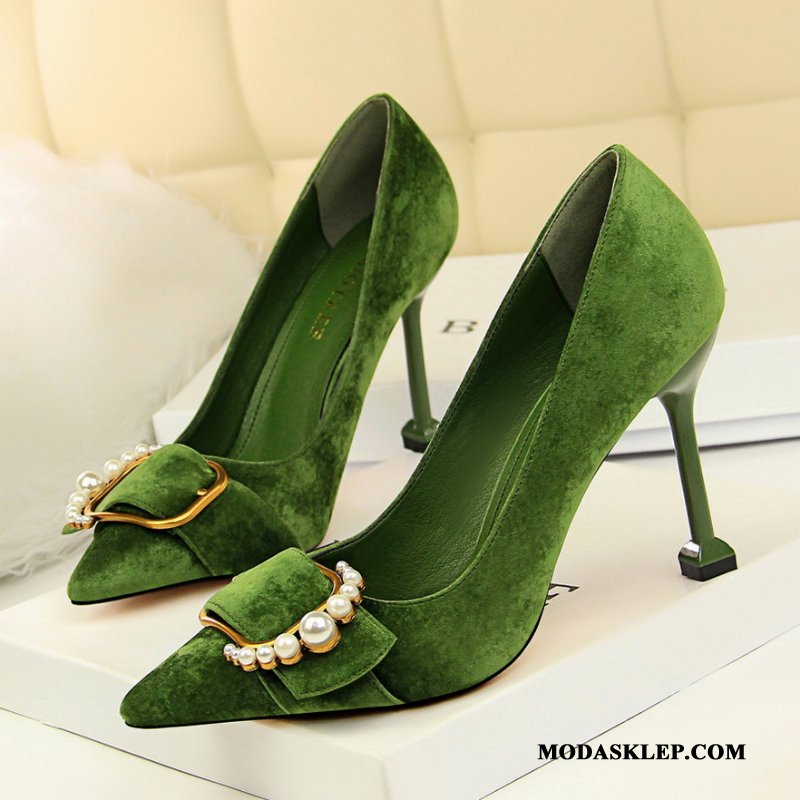Damskie Buty Na Obcasie Sprzedam Eleganckie Cienkim Obcasie Jesień Z Pracy Wiosna Khaki Czarny