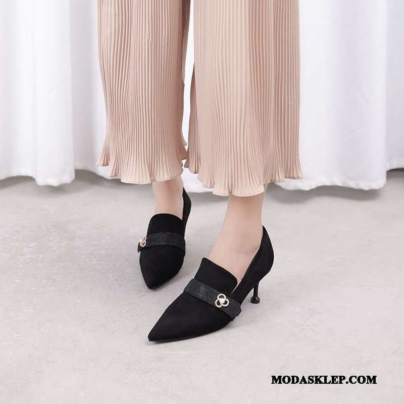 Damskie Buty Na Obcasie Sprzedam Szpiczaste Pojedyncze Buty Moda Wszystko Pasuje Damska Czarny