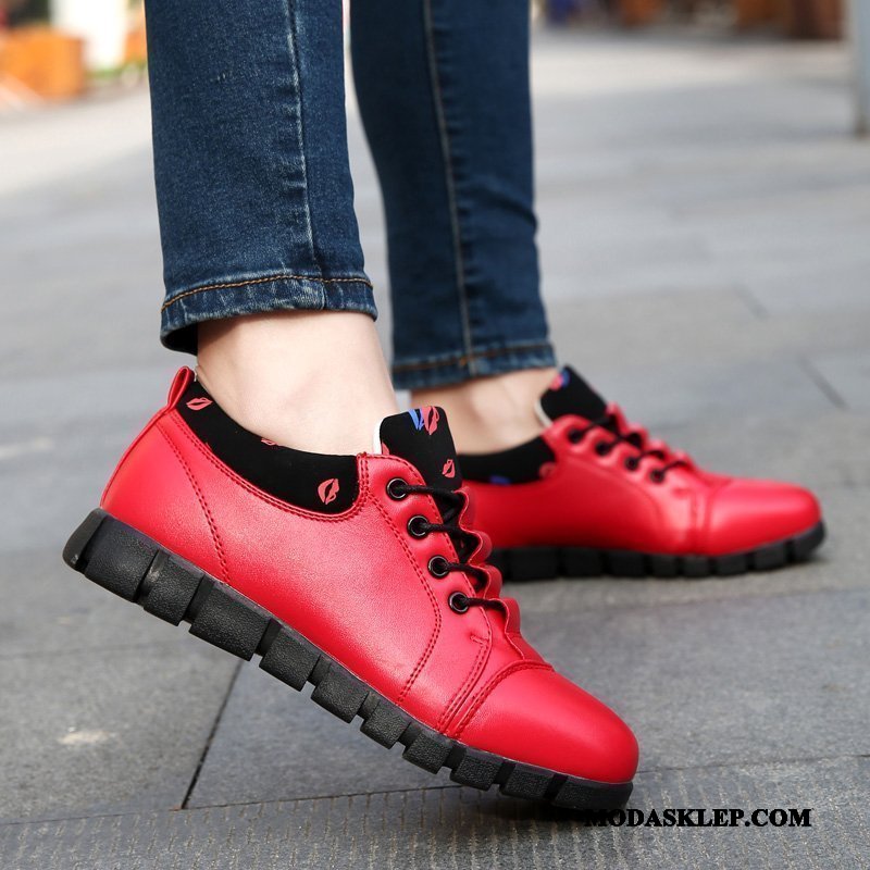 Damskie Buty Sportowe Oferta Antypoślizgowe Damska Casual Skórzane Buty Trampki Czarny