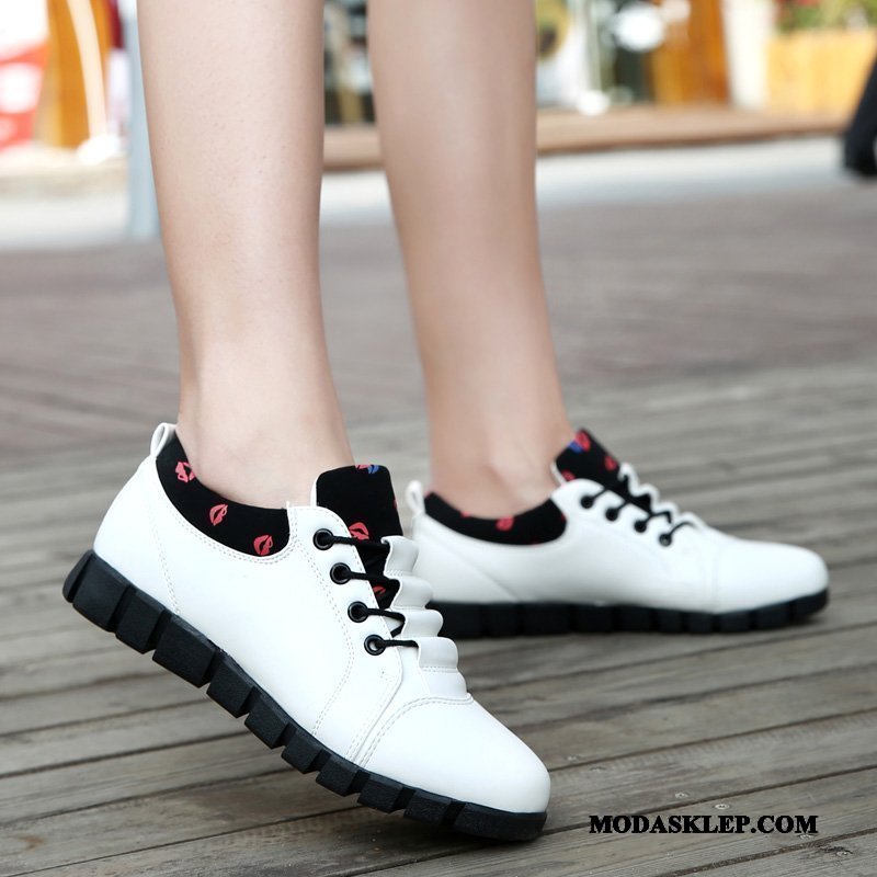 Damskie Buty Sportowe Oferta Antypoślizgowe Damska Casual Skórzane Buty Trampki Czarny