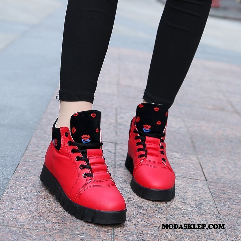 Damskie Buty Sportowe Oferta Antypoślizgowe Damska Casual Skórzane Buty Trampki Czarny